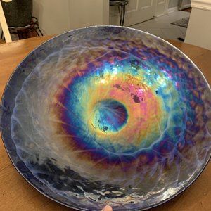 Crate & Barrel Iridescent Blue Bowl ITALY